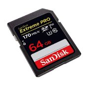 Picture of SanDisk 64GB Extreme PRO UHS-I SDXC Memory Card.