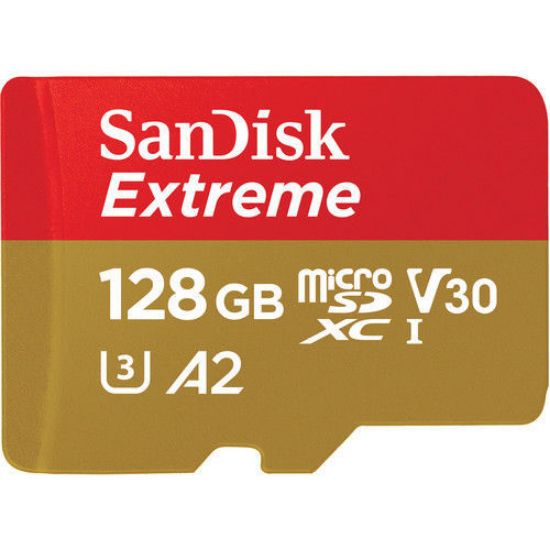 Picture of SanDisk 128GB Extreme UHS-I microSDXC Memory Card.