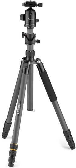 Picture of National Geographic Travel Photo Tripod Kit with Monopod, 90Ã‚Â° Column, Carbon Fibre, 4-Sections, Twist Locks, Load up 8kg, Ball Head