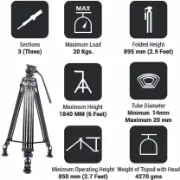 Picture of DIGITEK DPTR-7060VD Platinum Heavy Duty Video Tripod