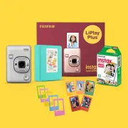 Picture of FUJIFILM INSTAX Mini LiPlay Hybrid Instant Camera (Stone White) with film