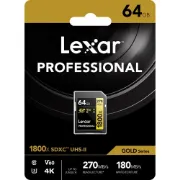 Picture of Lexar 64GB Professional 1800x UHS-II SDXC Memory Card (GOLD Series)