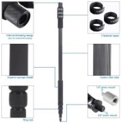 Picture of miliboo MLZ901 Professional Portable Carbon Fiber 4-Section Microphone Pole Max Length 300cm Handheld Sound Recording Grip Support Rod Flash Light Boom Microphone Holder.